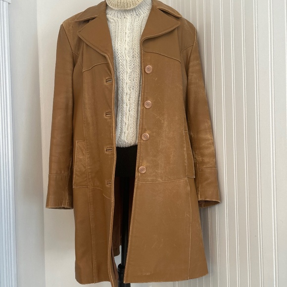 Genuine Distressed Screaming Eagle Tan Leather Jacket - Picture 1 of 7
